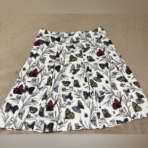 Talbots A-Line Skirt with Butterfly Print - White, Red, Black, Yellow